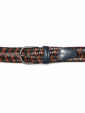 Anderson’s Braided Leather Stretch Belt Made in Italy Black Brown Size 33